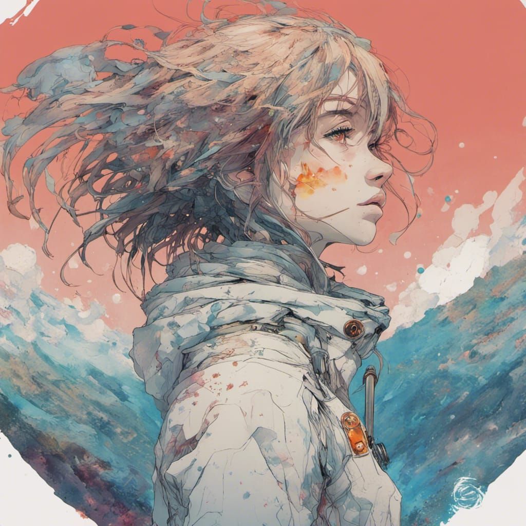 Anime Space Girl on Hill: Key Visual