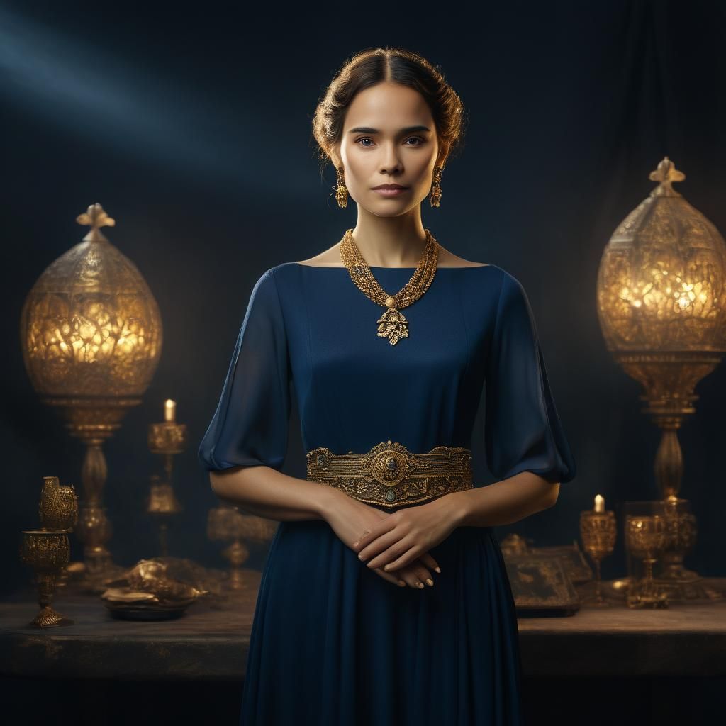 Elegant Woman Portrait in Photo Studio with Soft Lighting