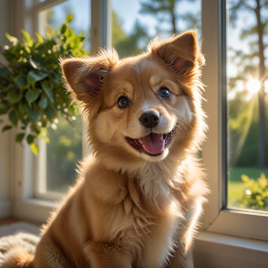 Adorable Puppy Basks in Warm Sunlight