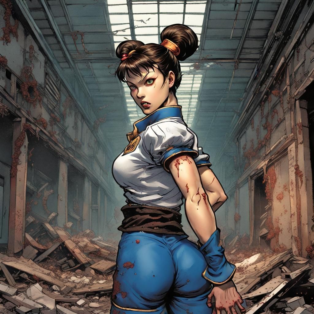 Zombie Chun Li in Comic Book Style