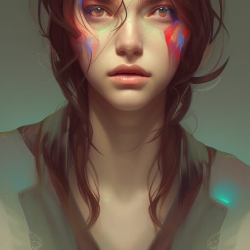 Detailed Portrait of a Girl in Art Nouveau Style