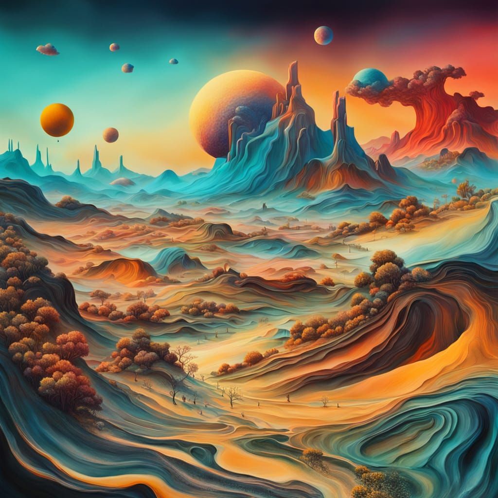 Surreal Fertile Earth Dreamscape as Oil Painting