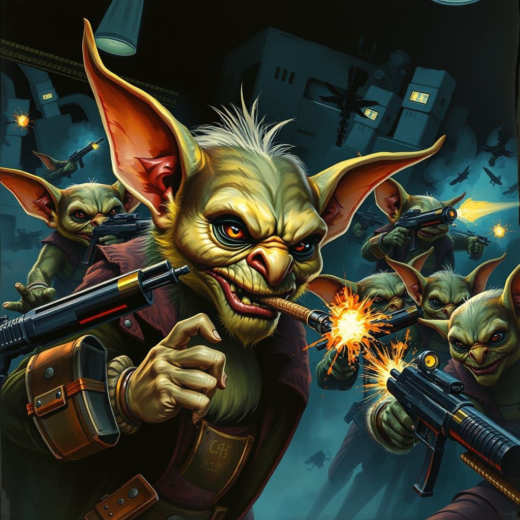 Gremlins Smoke Cigars in Film Noir Aesthetic