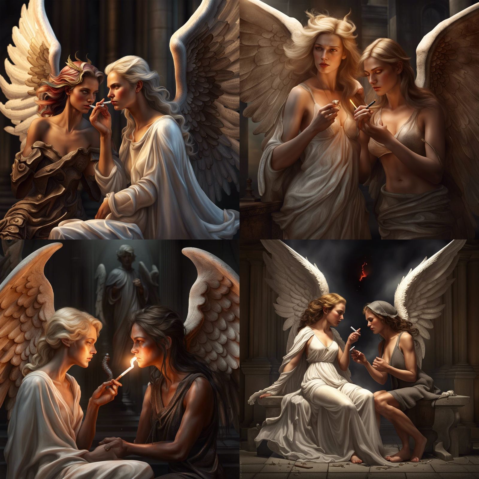 Angels on a smoke break