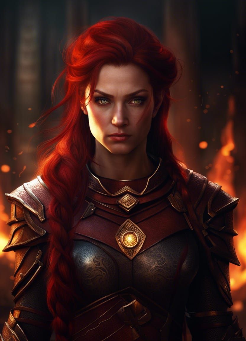 Fierce Female Cleric with Braids and Scars