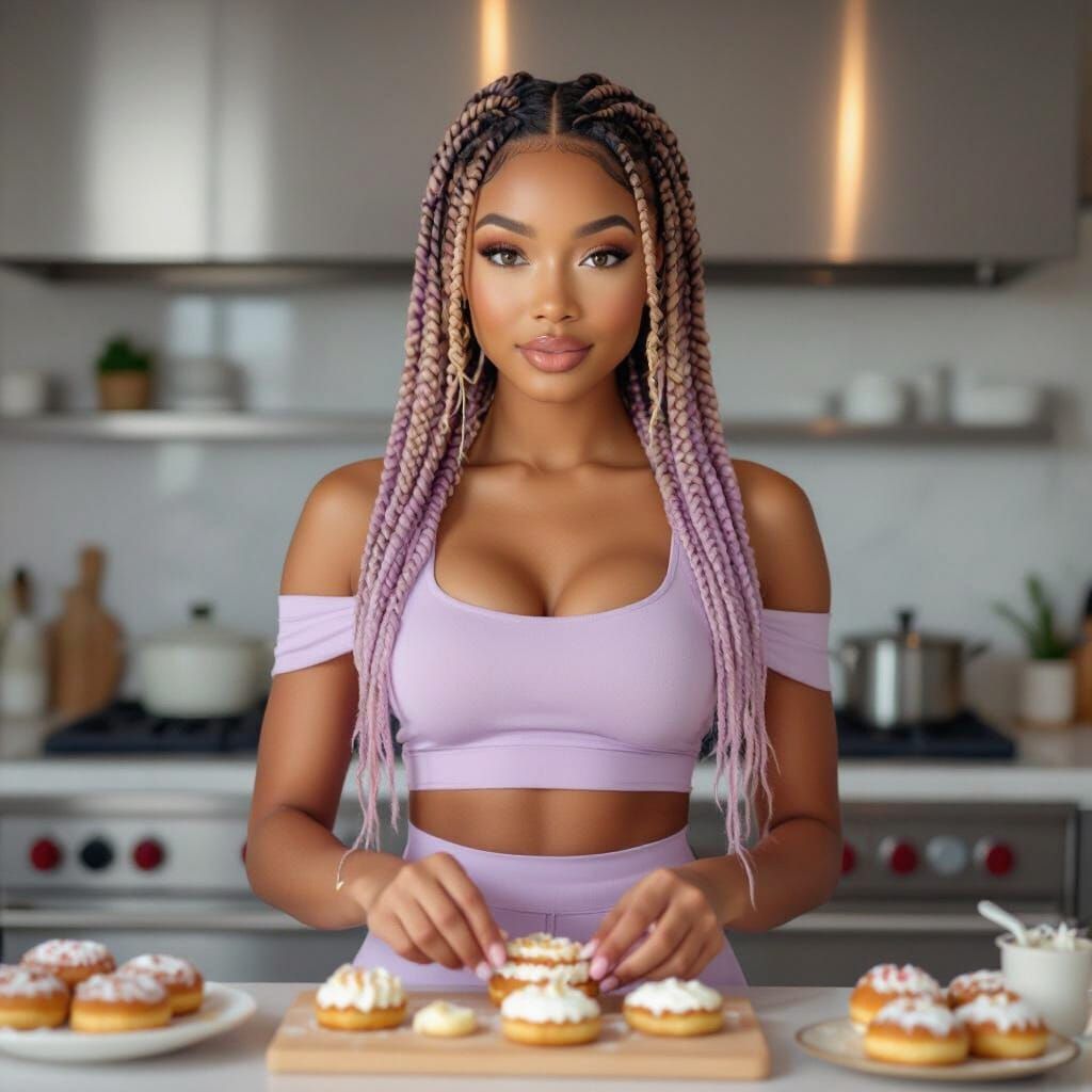 Black Chef Decorating Pastries in Modern Kitchen