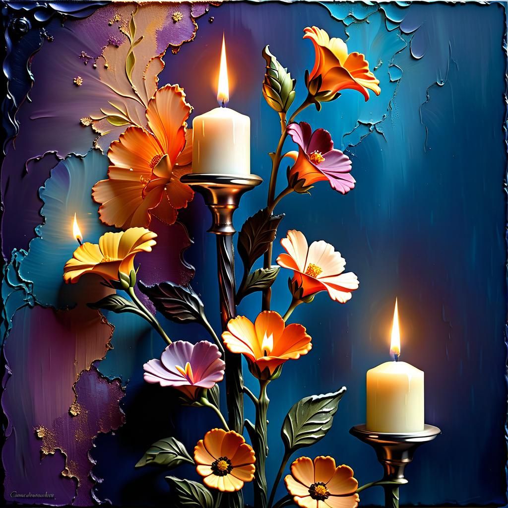 Futuristic Flower in Wind with Candle Ladder