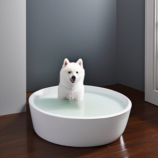 Husky's Bubble Bath: A Dog's Joyful Moment
