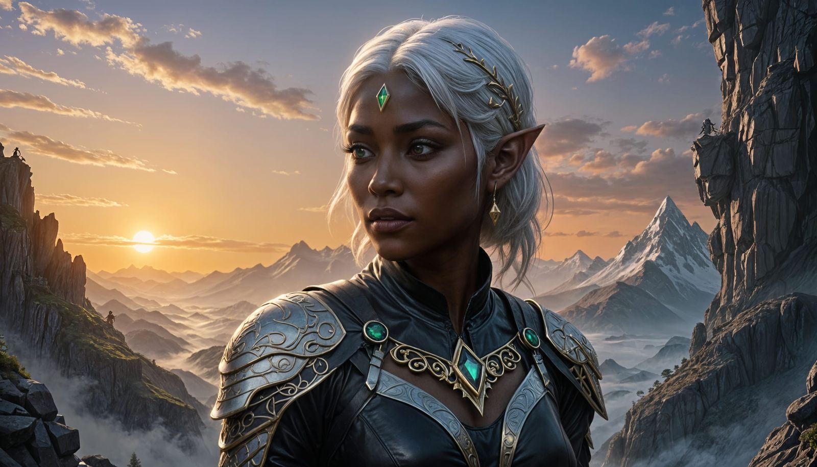 Cyberpunk Drow Pixie Performs Morning Prayers on a Mountain ...