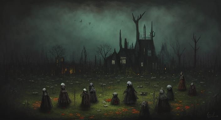 Creepy Dead Garden with Lurking Imps