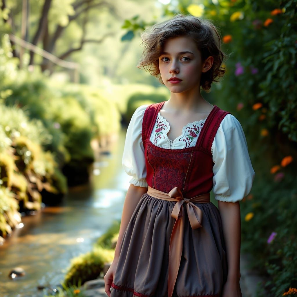 Young Man in Enchanted Forest Landscape