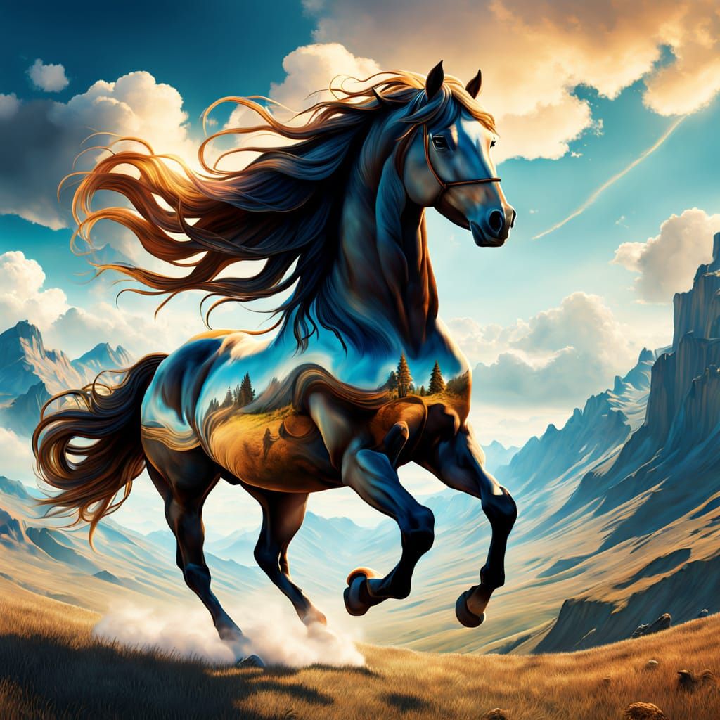Dreamlike Horse Embarks on Whimsical Journey