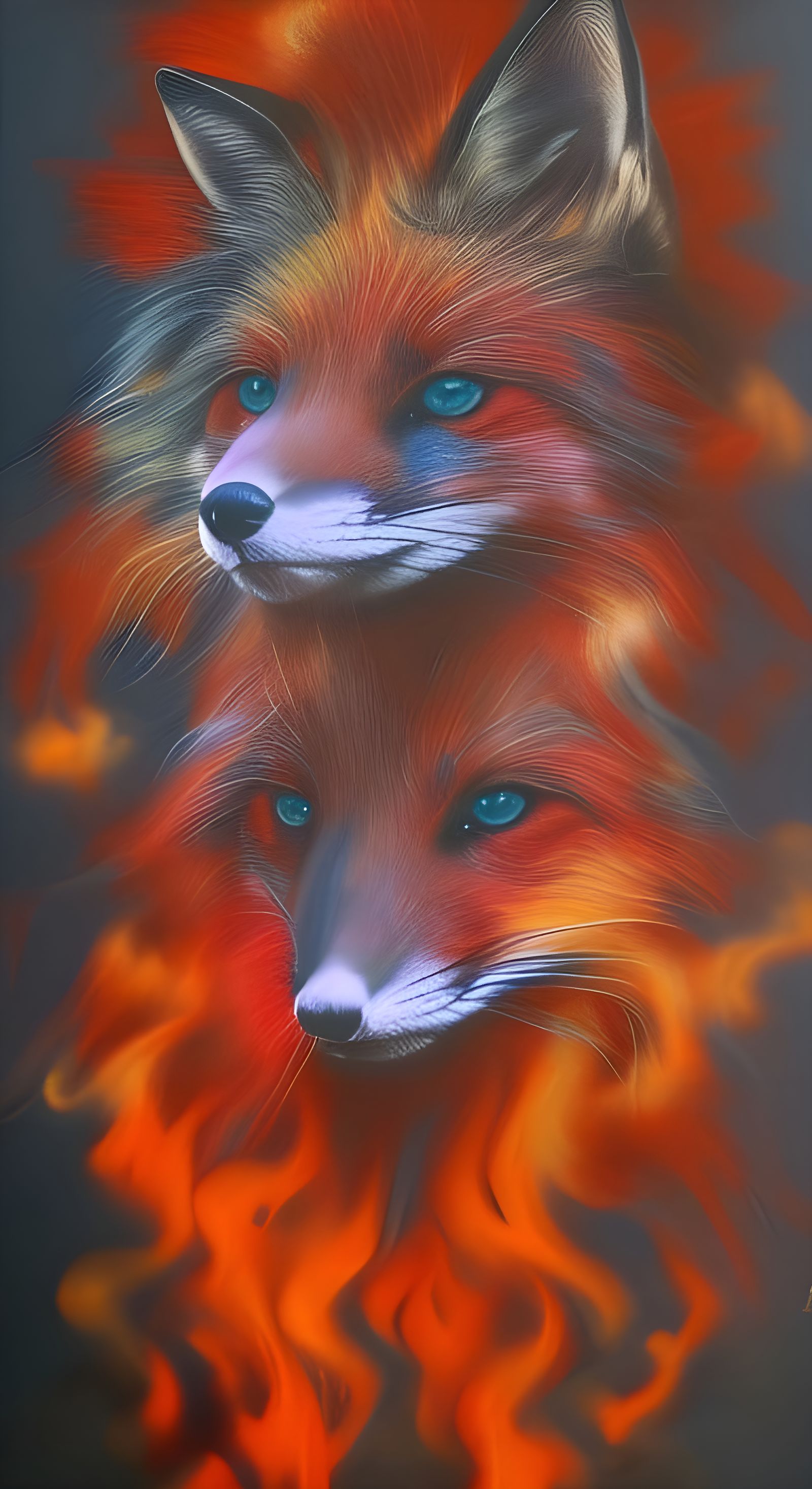 Mystical Fox Forms in Radiant Graffiti Art