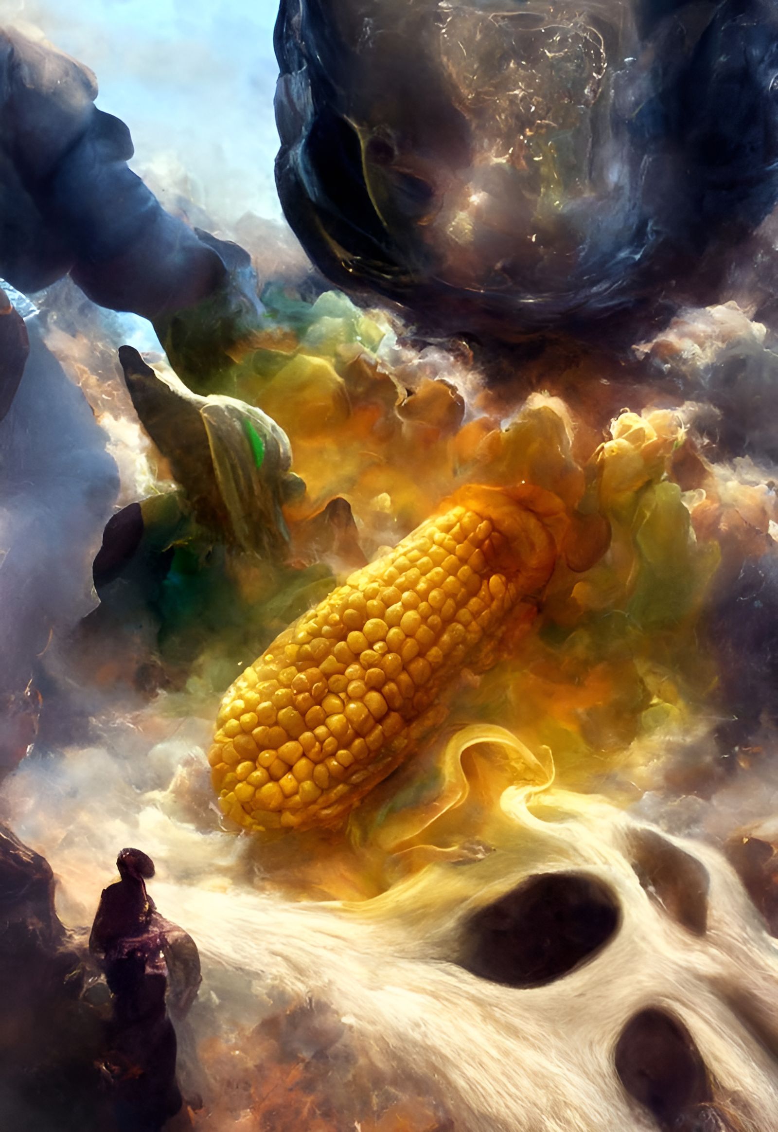 Golden Cosmic Cornfield Emerges: A Digital Painting