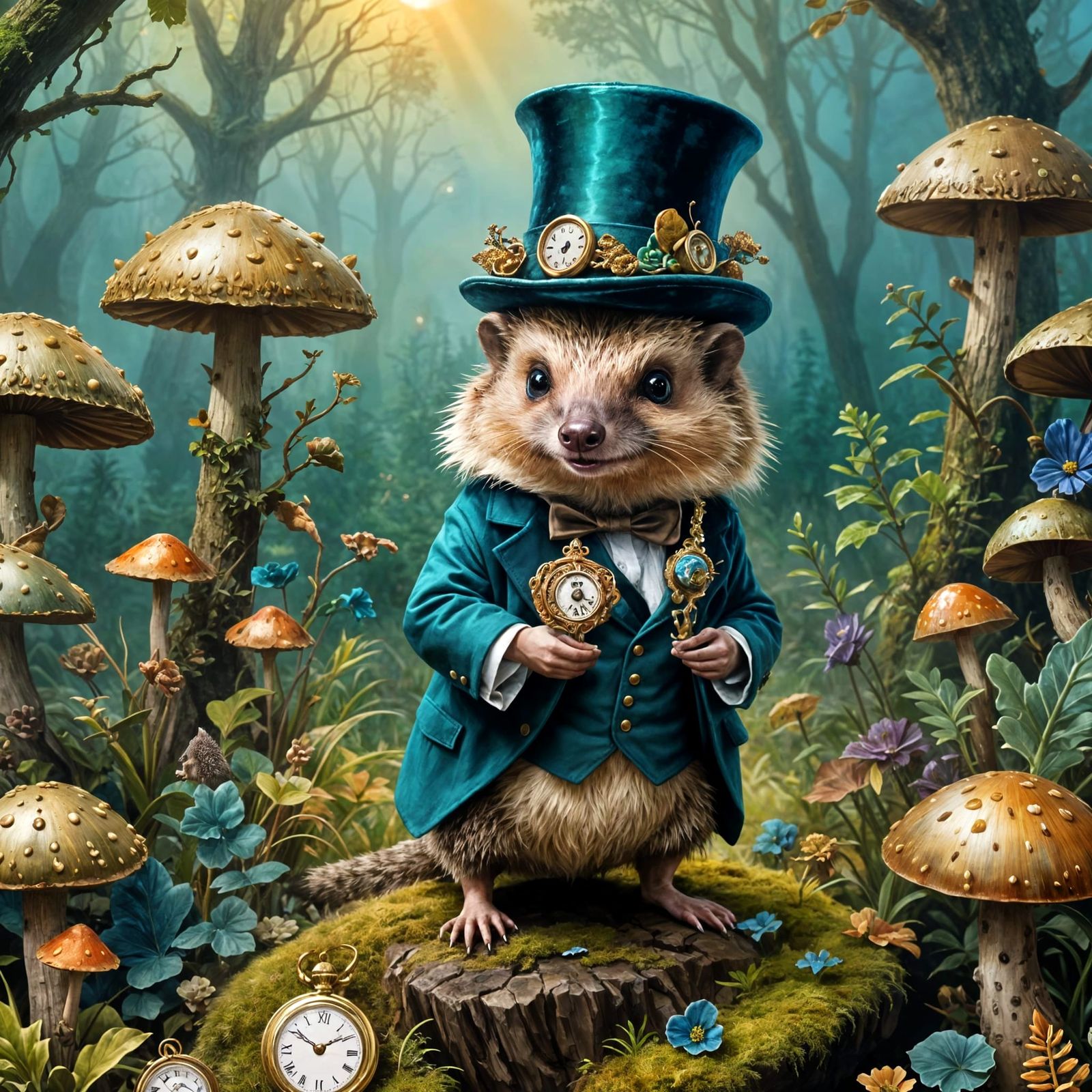 Hedgehog in Hat: Detailed Fantasy Art