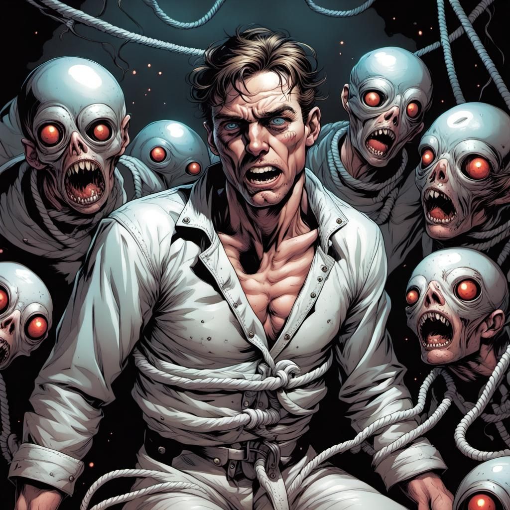 Straitjacket Comic Book Art with Eyeballs