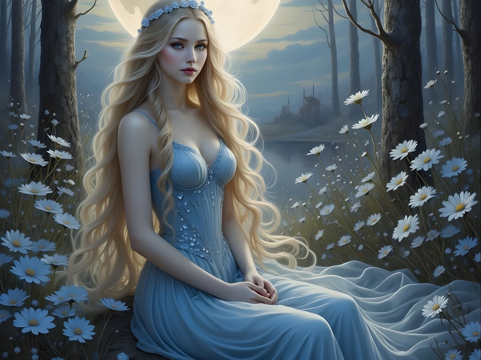 Ethereal Norse Goddess in Dark, Gothic Night