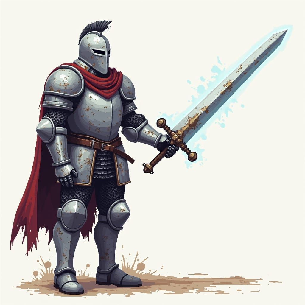 Medieval Knight in Pixel Art Style