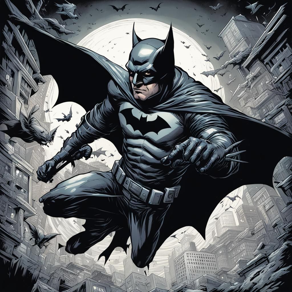 Dynamic Bat Illustration in Comic Book Style