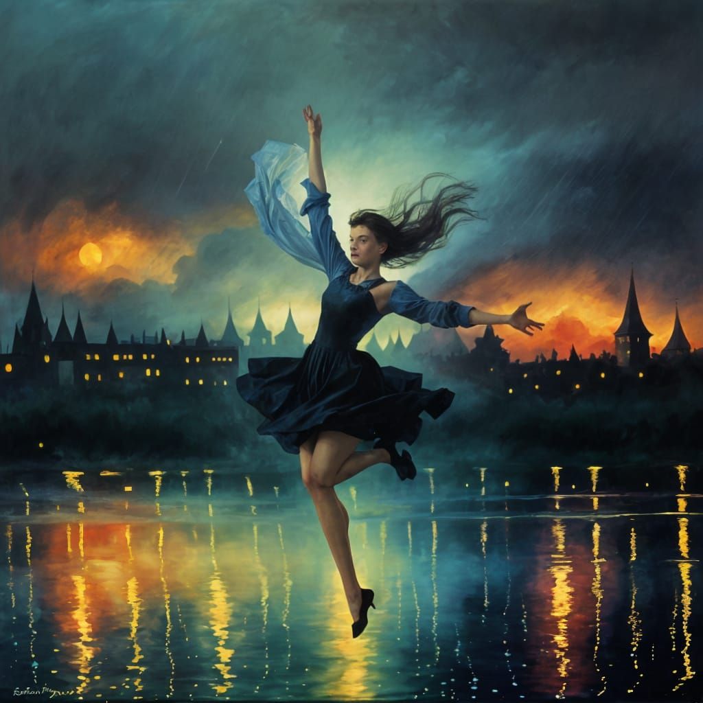 Egon Schiele Inspired Dance of Light and Wind