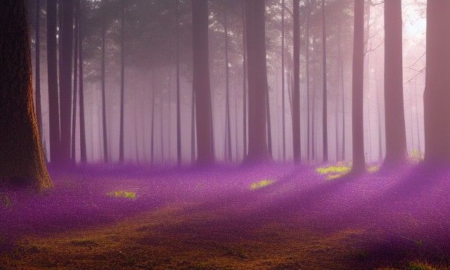 Purple Portal Appears in Misty Forest Clearing
