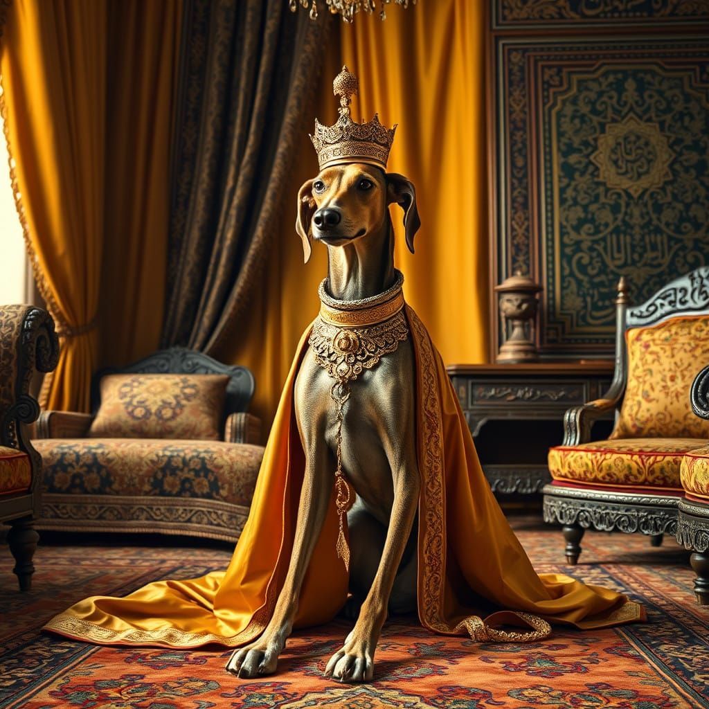 Majestic Saluki Prince in Islamic Art Style