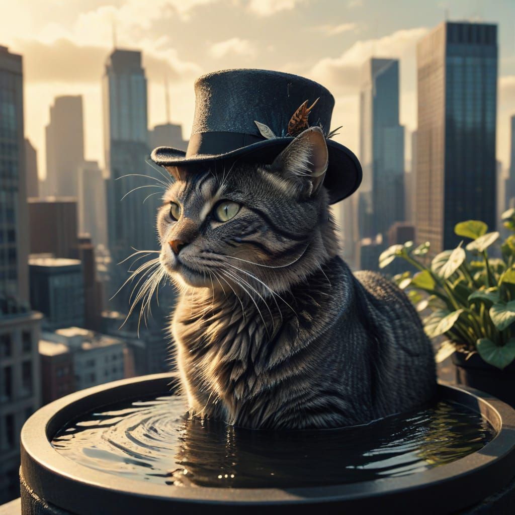 Cats Rule: A Charcoal-Style Skyscraper Negotiation