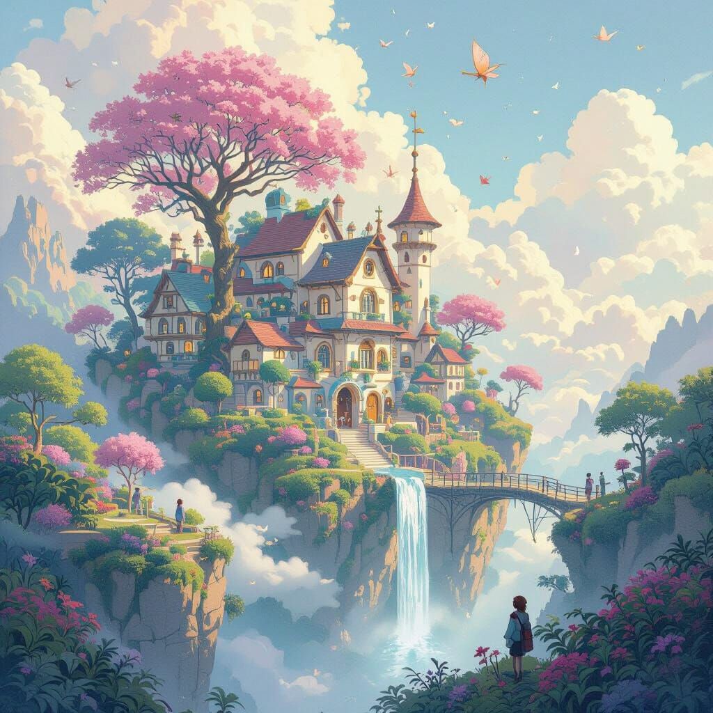Whimsical Fantasy World in Dreamlike Scene