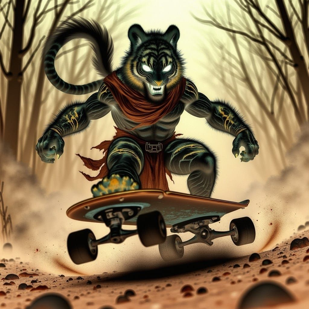 Furious Chibi Ninja Tiger Races Through Apocalyptic Wastelan...