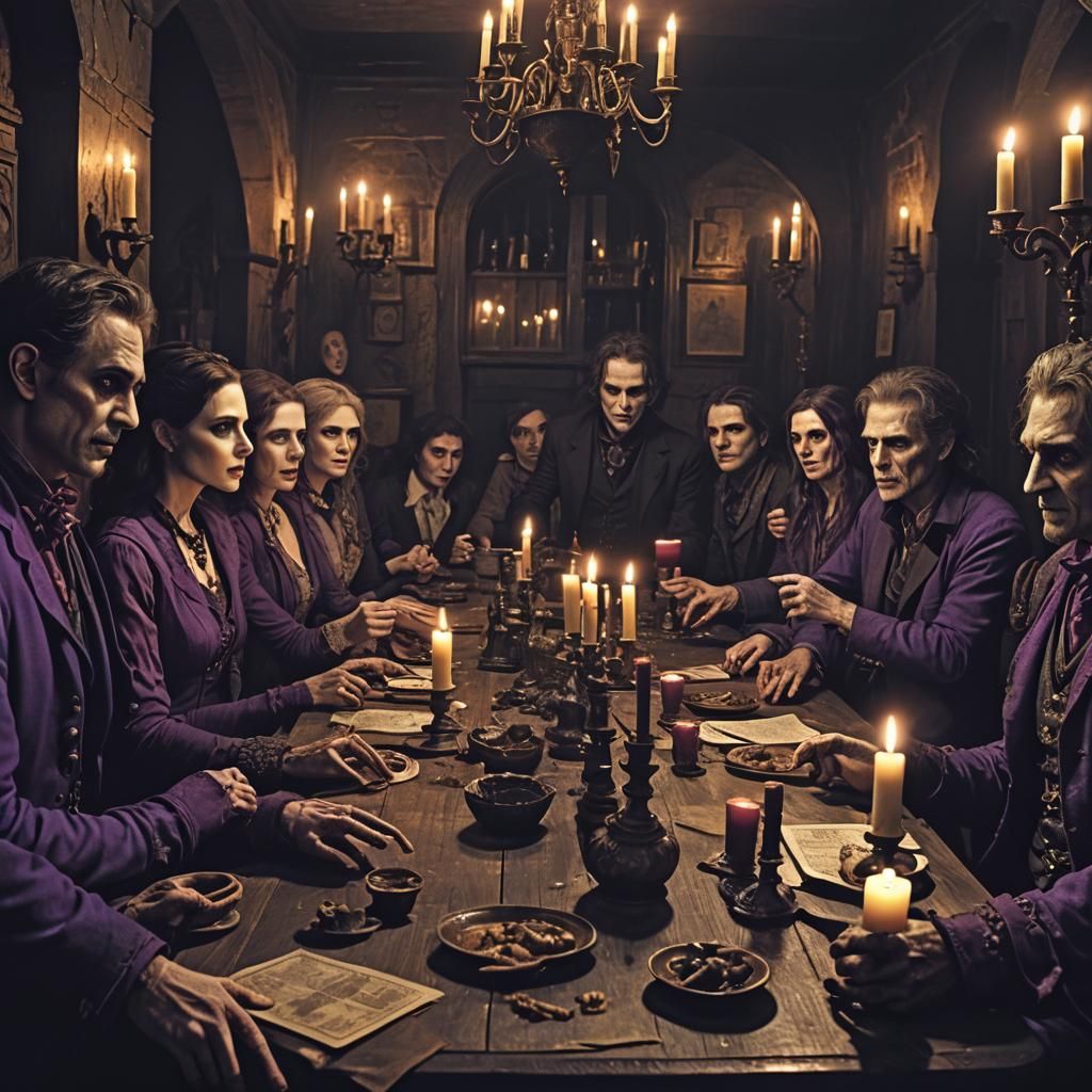 Gothic Horror: Monsters Playing Bridge in Old Inn