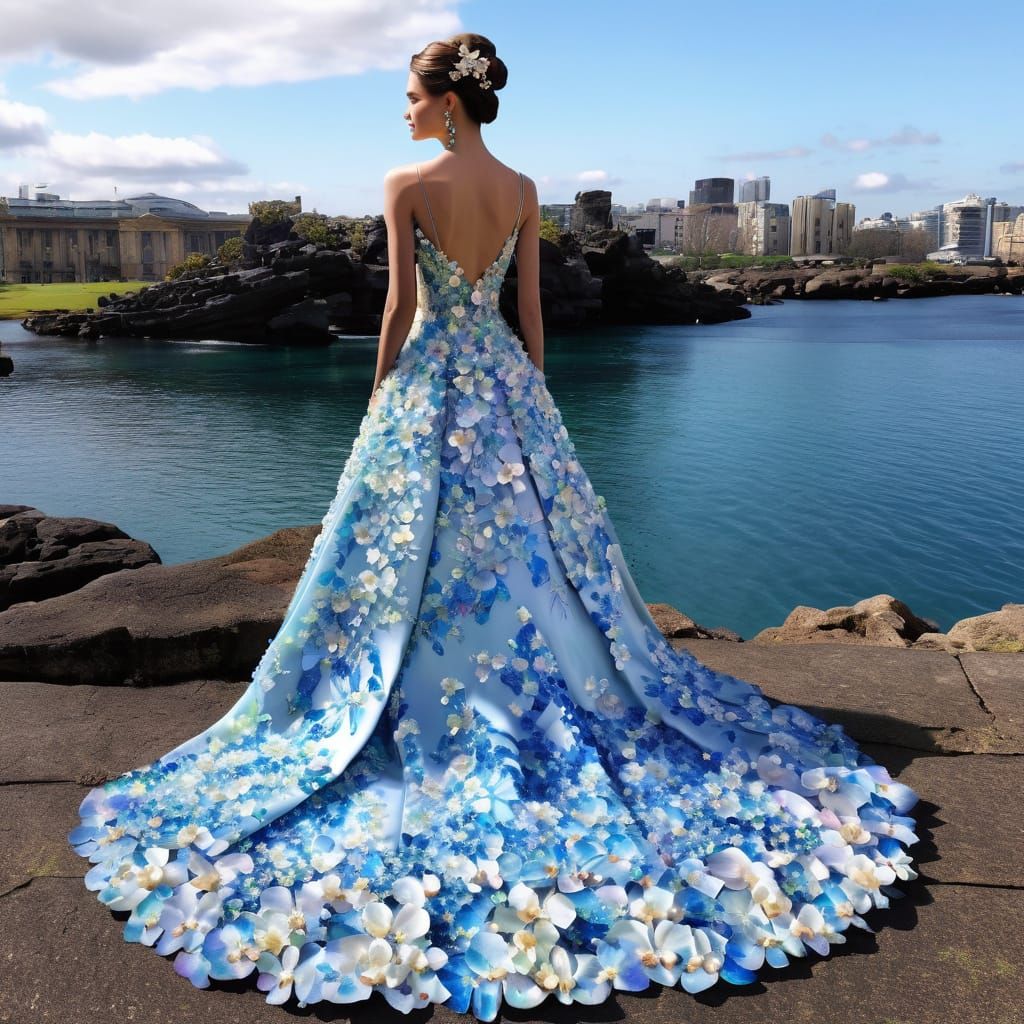 Opalescent Orchid Gown: A Vision of Floral Beauty
