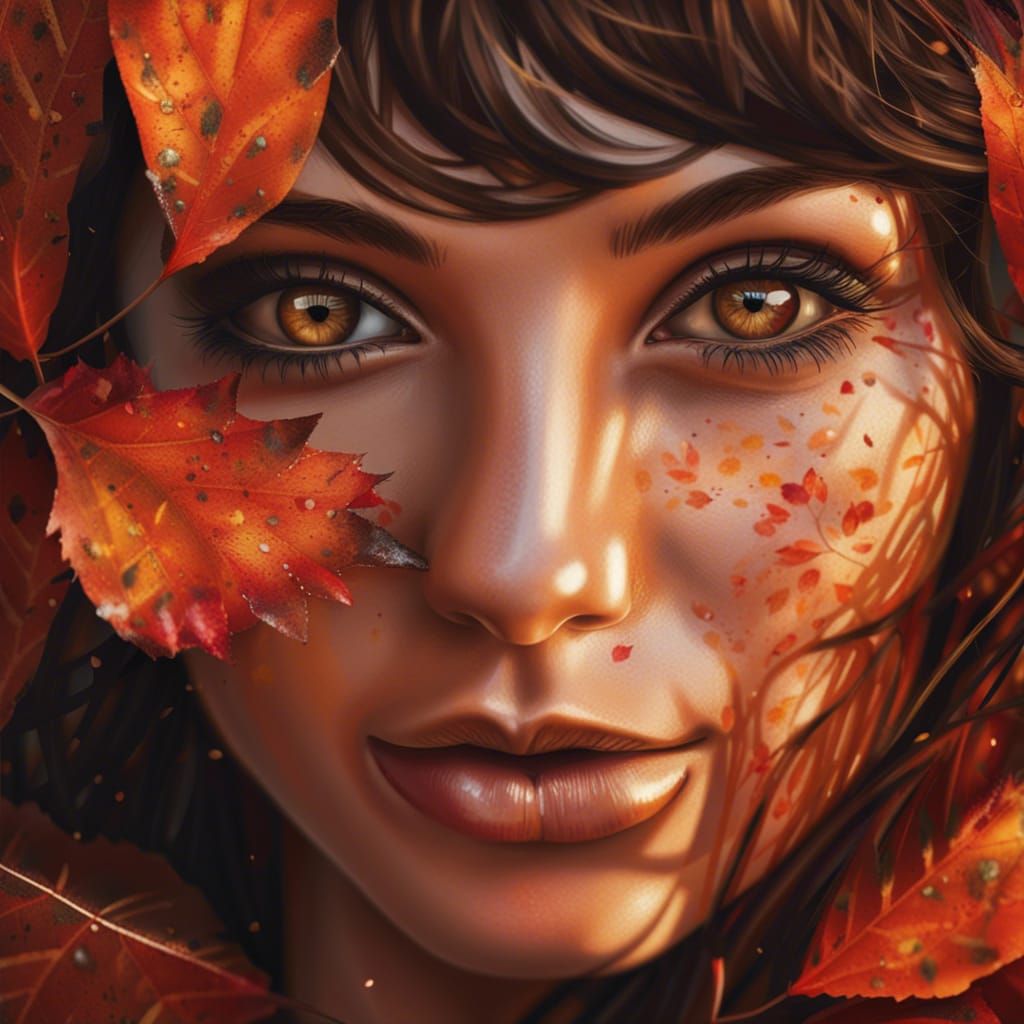 Autumn Woman Portrait in Hyperrealism
