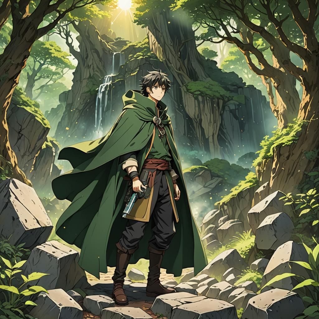 Anime Earth Master Controlling Stone in Forest