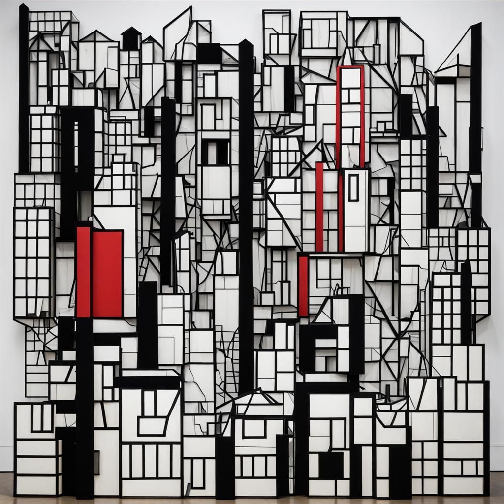 Abstract Cityscape Inspired by Geometric Sculpture