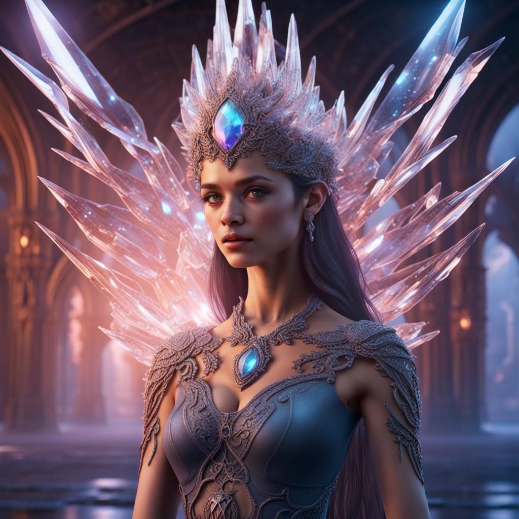 Crystalline Woman: Detailed Fantasy Concept Art
