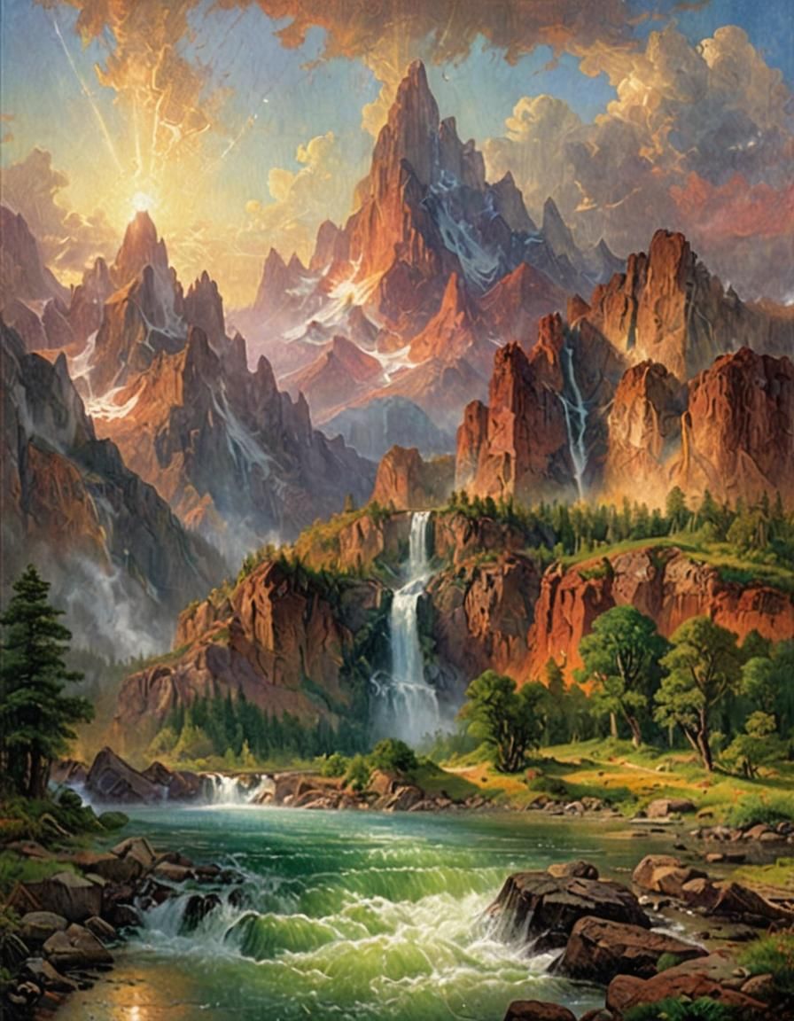 Dramatic Landscape in Hudson River School Style