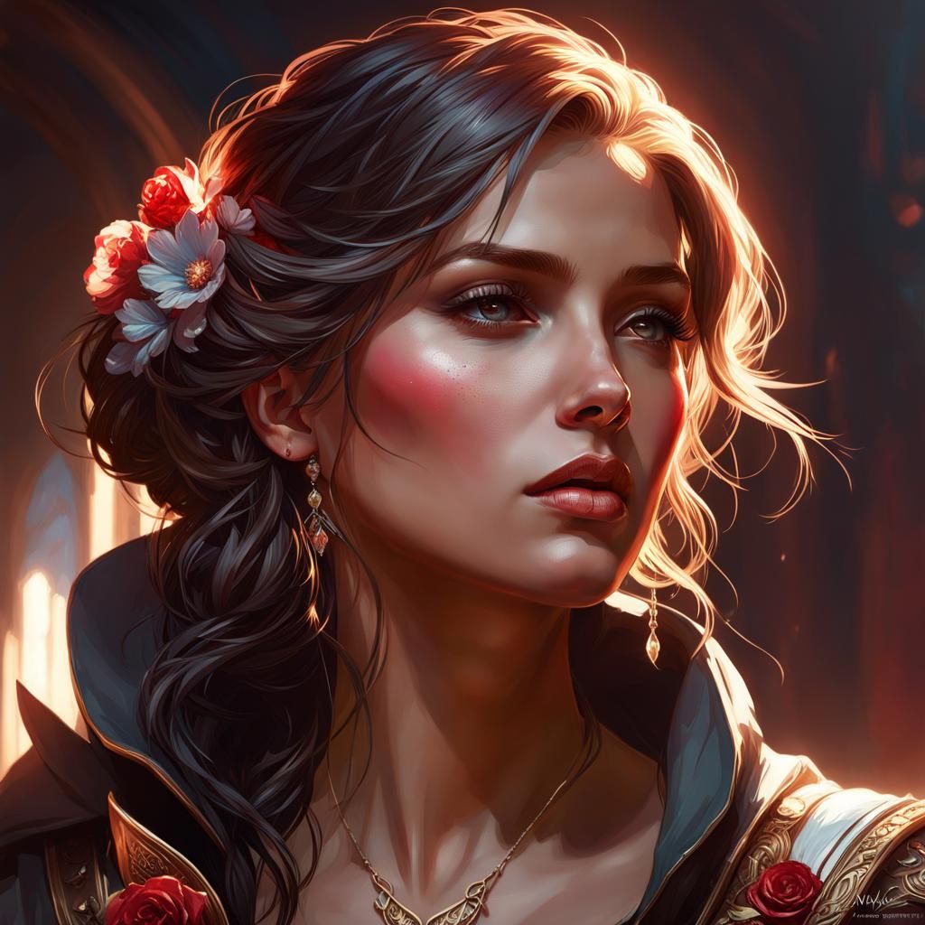 Wounded Heart Portrait in Digital Art Style