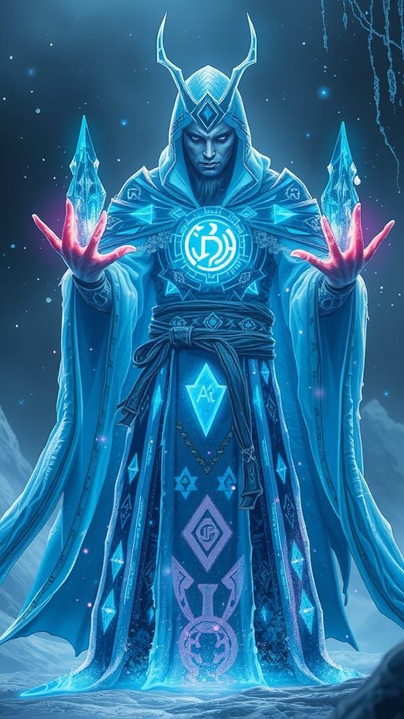 Crystalline Ice Warlock Casting Arcane Spells