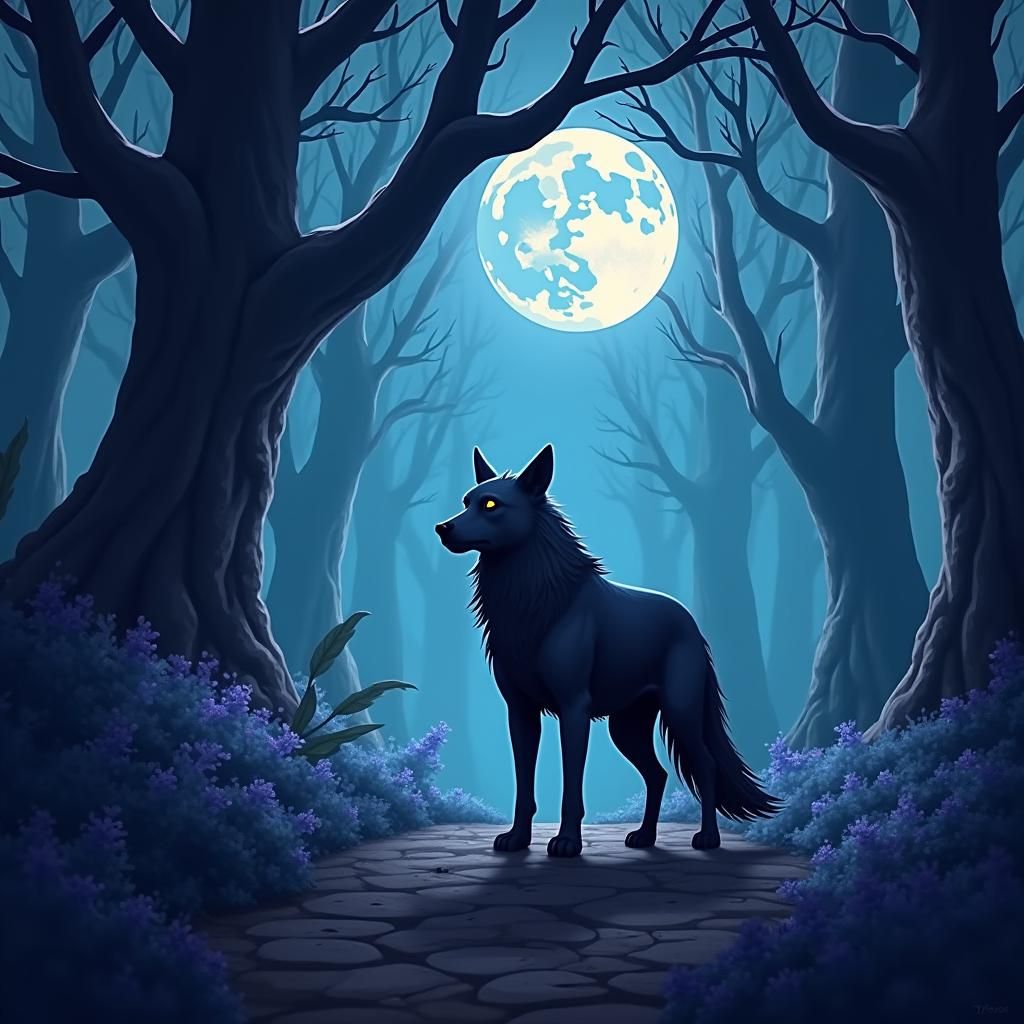 Pixel Art Wolf in Detailed Matte Painting