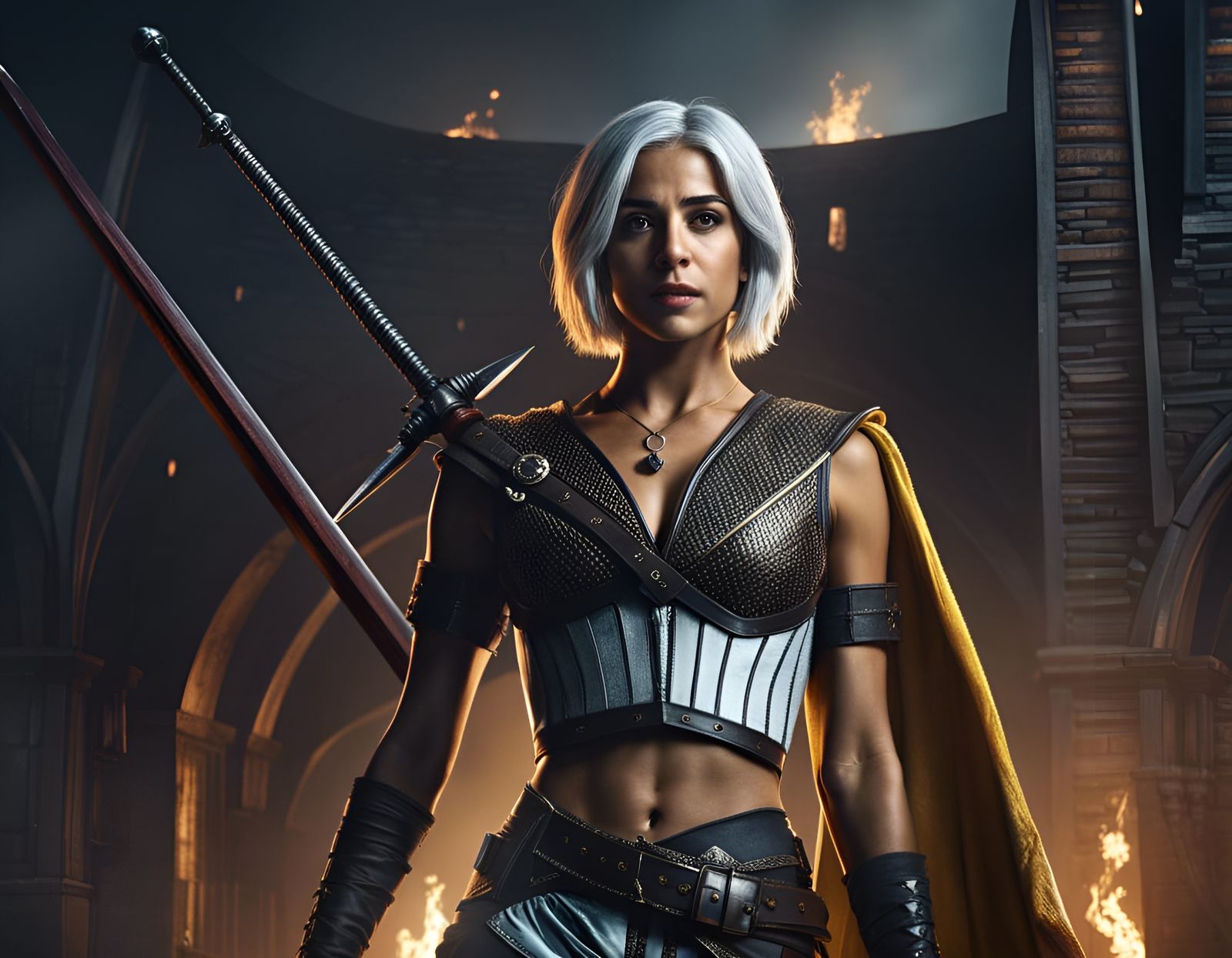 Naomi Scott as a Muscular Witcher