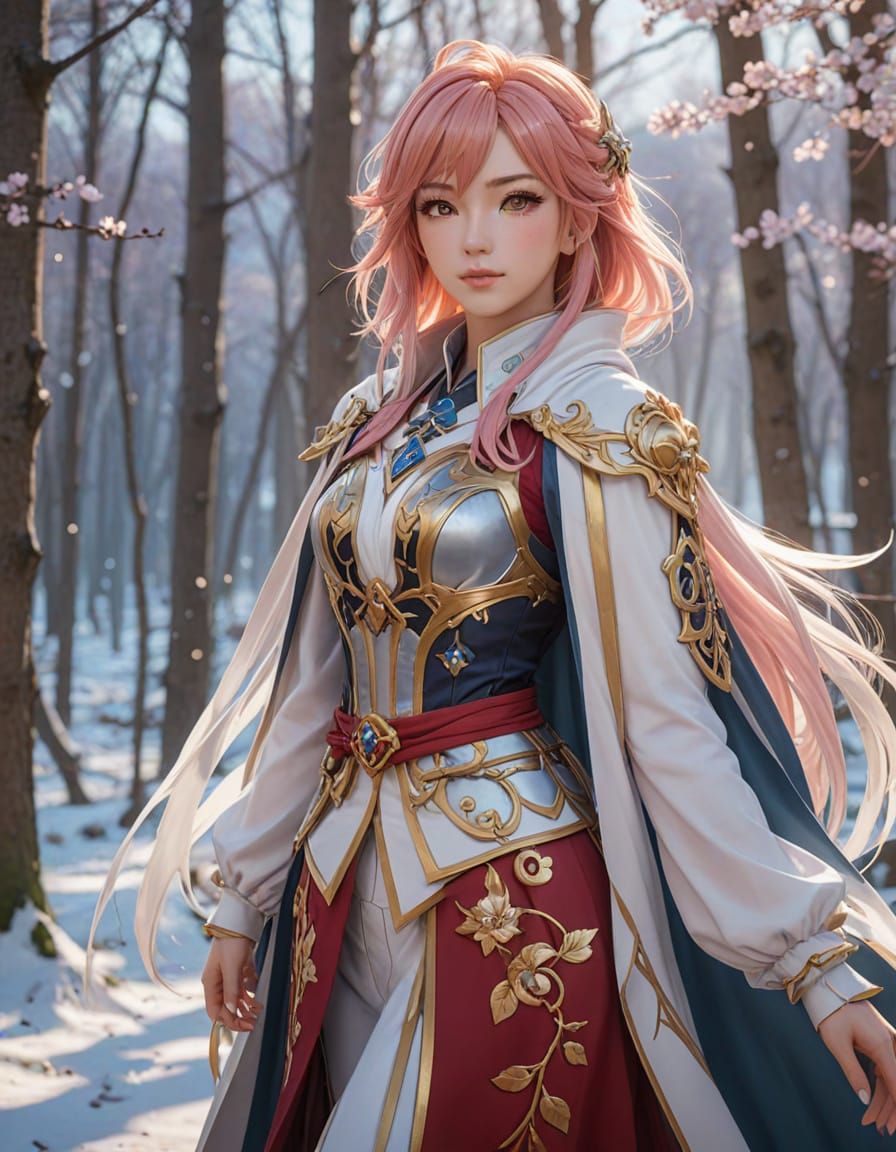 Heroic Anime Woman in Dreamlike 3D Art