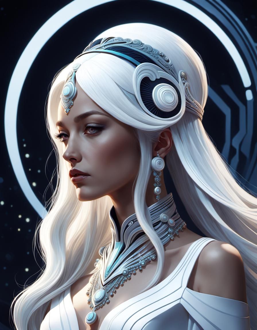 Woman with Futuristic Headpiece Concept Art