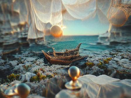 Ethereal Sea Dreamscape in Cel-Shaded Style