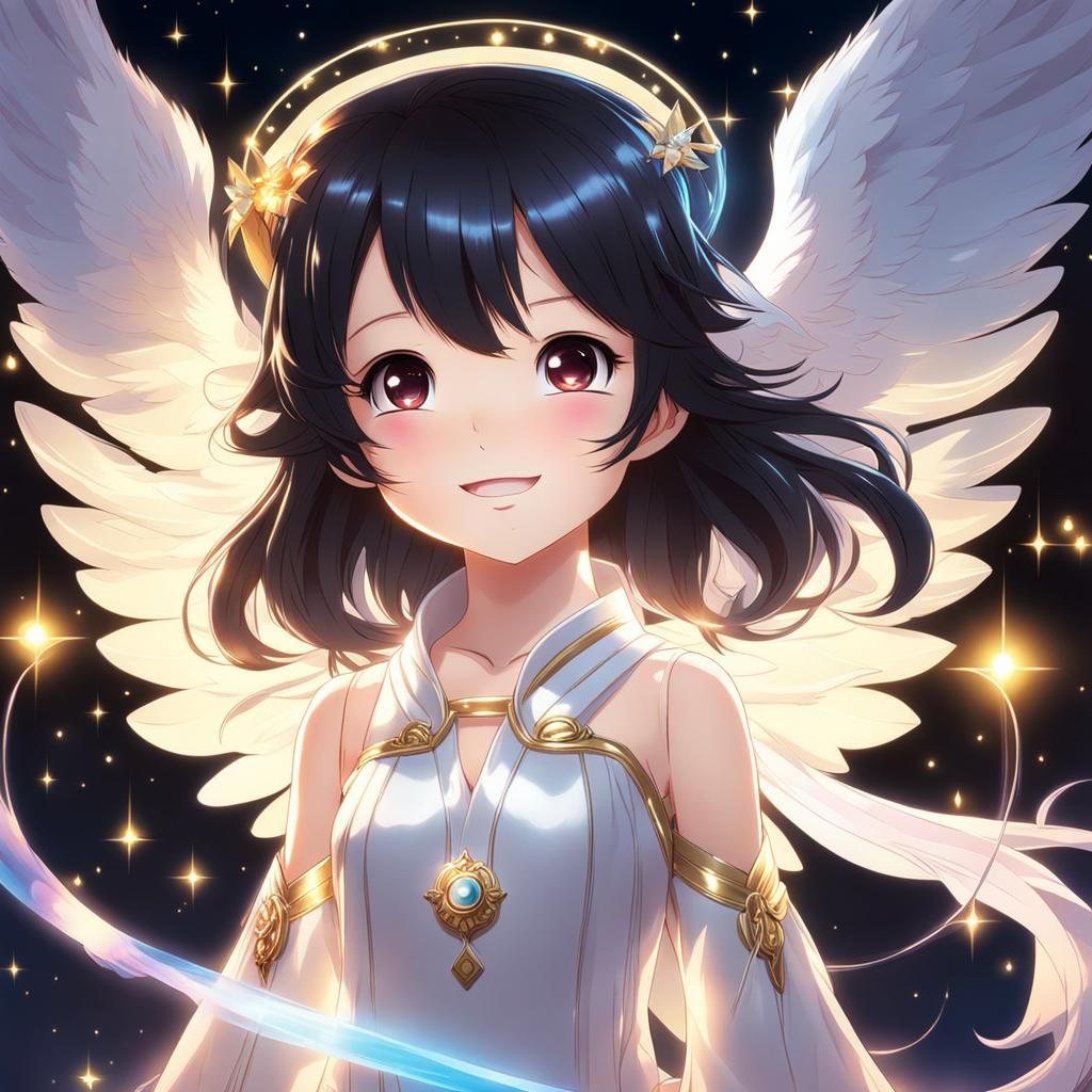 Chibi Angel Girl with Aura of Light
