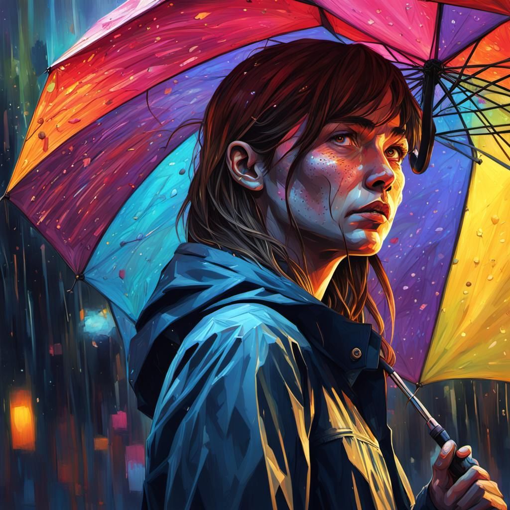 Hyperrealistic Umbrella Concept Art with Dramatic Lighting
