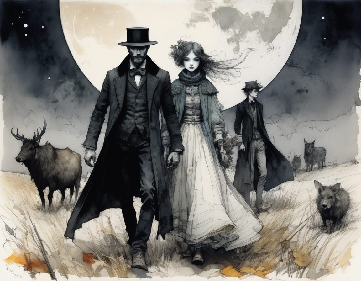 Romantic Autumn Hayride in Black and White