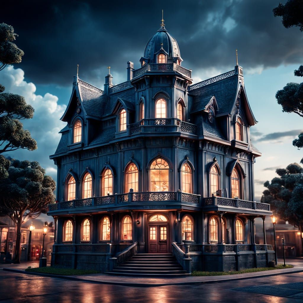 Hyperrealistic Dreamhouse Cinema Scene