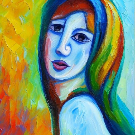 Wolf Girl in Expressionist Neo-Impressionism Style