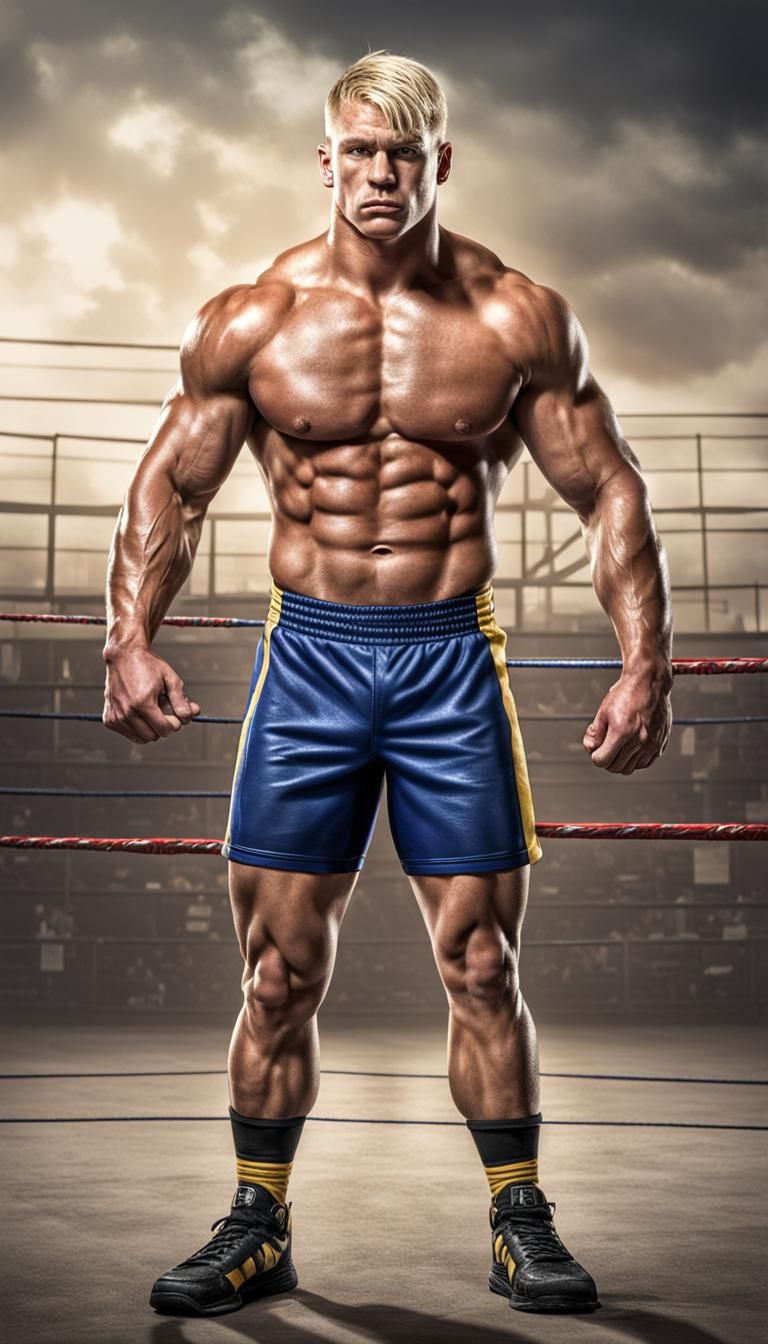 Photorealistic HDR Image of a Muscular Blond Wrestler