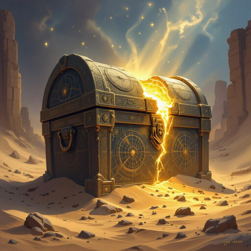 Colossal Stone Chest in Desert Ruins